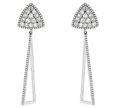 ESTATE 1.27CT DIAMOND 14K WHITE GOLD CLASSIC CLUSTER TRIANGULAR HANGING EARRINGS