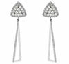 ESTATE 1.27CT DIAMOND 14K WHITE GOLD CLASSIC CLUSTER TRIANGULAR HANGING EARRINGS