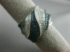 ESTATE X LARGE 1.72CT WHITE & BLUE DIAMOND 14K WHITE GOLD CRISS CROSS FANCY RING
