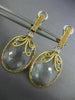 ESTATE EXTRA LARGE 20.06CT DIAMOND & GREEN AMETHYST 14KT 2 TONE HANGING EARRINGS