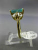 ESTATE LARGE 4.50CT DIAMOND & AAA BLUE APATITE 14KT YELLOW GOLD ENGAGEMENT RING