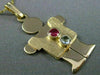 ESTATE LARGE .50CT AQUAMARINE & RUBY 14KT YELLOW GOLD 3D BABY BOY PENDANT #25193