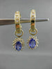ESTATE 1.20CT DIAMOND & AAA TANZANITE 14KT YELLOW GOLD CLUSTER HANGING EARRINGS