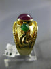 ESTATE WIDE 1.70CT AAA RUBY & EMERALD 14KT YELLOW GOLD 3D FILIGREE RING #25122