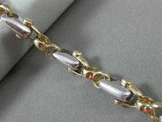 ESTATE LARGE & EXTRA LONG 14KT 2TONE GOLD FANCY LINK ITALIAN MEN BRACELET #19323