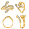 WIDE .90CT DIAMOND 14KT YELLOW GOLD 3D ROUND BEZEL 3 ROW CRISS CROSS LOVE RING