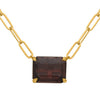 2.22CT AAA ORANGE SAPPHIRE 18KT YELLOW GOLD EMERALD CUT SOLITAIRE LOVE NECKLACE
