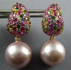3.77CT DIAMOND & AAA SAPPHIRE & SOUTH SEA PEARL 18KT ROSE GOLD HANGING EARRINGS