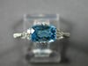 ESTATE 1.0CT DIAMOND & AAA BLUE TOPAZ 14K WHITE GOLD 3D CLUSTER RECTANGULAR RING