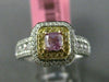 ESTATE GIA .93CT DIAMOND 18KT TWO TONE GOLD 3D HALO CUSHION CUT ENGAGEMENT RING