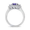 ESTATE 1.43CT DIAMOND & AAA TANZANITE 14K WHITE GOLD THREE STONE ENGAGEMENT RING
