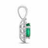 ESTATE .66CT DIAMOND & AAA EMERALD 18KT WHITE GOLD 3D OVAL HALO FLOATING PENDANT