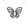 LARGE 1.86CT DIAMOND & AAA SAPPHIRE 18KT WHITE GOLD BUTTERFLY FLOATING PENDANT