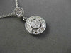ESTATE .19CT DIAMOND 14KT WHITE GOLD FLOATING DOUBLE HALO CIRCLE PENDANT & CHAIN