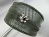 WIDE .10CT DIAMOND & AAA ENAMEL 18K WHITE GOLD & STAINLESS STEEL BANGLE BRACELET