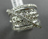 ESTATE LARGE 1.12CT DIAMOND 18KT WHITE GOLD MULTI ROW CRISS CROSS OPEN FUN RING