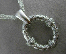 ESTATE LARGE .60CT DIAMOND 14KT WHITE GOLD OVAL MESH MULTI CHAIN ITALIAN PENDANT