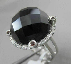 ESTATE MASSIVE 31.89CT DIAMOND & AAA SMOKY TOPAZ 14K WHITE GOLD DOME SHAPE RING