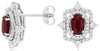 1.49CT DIAMOND & AAA RUBY 14KT WHITE GOLD 3D OVAL & ROUND SQUARE STUD EARRINGS