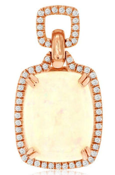3.57CT DIAMOND & AAA OPAL 14KT ROSE GOLD 3D CUSHION & ROUND RECTANGULAR PENDANT
