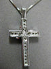 ANTIQUE .30CT ROUND DIAMOND 14KT WHITE GOLD FLOWER CROSS PENDANT & CHAIN #16276