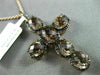 ESTATE LARGE 10.76CT BLACK DIAMOND & SMOKY TOPAZ 14KT ROSE GOLD CROSS PENDANT