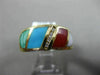 ESTATE WIDE .07CT DIAMOND & MULTI COLOR QUARTZ 14KT WHITE GOLD MULTI SHAPE RING