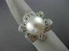 ESTATE EXTRA LARGE 1.40CT DIAMOND & SOUTH SEA PEARL18K WHITE GOLD 3D FLOWER RING