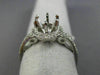 ESTATE WIDE .50CT DIAMOND 14K WHITE GOLD FILIGREE HALO SEMI MOUNT ENGAGMENT RING