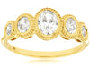 .85CT DIAMOND 14KT YELLOW GOLD 3D OVAL 5 STONE BEZEL GRADUATING ANNIVERSARY RING