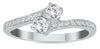 ESTATE .50CT DIAMOND 14KT WHITE GOLD 3D CLASSIC 2 STONE CRISS CROSS LOVE RING