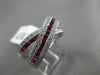 ESTATE WIDE 1.65CT DIAMOND & RUBY 14KT WHITE GOLD FILIGREE CRISS CROSS LOVE RING