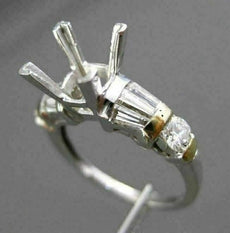 ESTATE .70CT DIAMOND 14KT WHITE GOLD BAGUETTE SEMI MOUNT ENGAGEMENT RING #9848