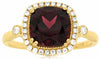 2.93CT DIAMOND & AAA GARNET 14K YELLOW GOLD 3D CUSHION & ROUND FILIGREE FUN RING