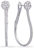 1.18CT DIAMOND 14KT WHITE GOLD 3D FLOWER TEAR DROP CLIP ON HOOP HANGING EARRINGS