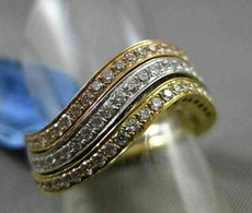 ESTATE .61CT DIAMOND 18KT WHITE & YELLOW & ROSE GOLD WAVE STACKABLE RING SET