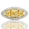 ESTATE WIDE 2.82CT WHITE & FANCY YELLOW DIAMOND 18KT TWO TONE GOLD PROMISE RING