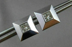 ESTATE .56CT DIAMOND 14KT WHITE GOLD SOLITAIRE PYRAMID STUD EARRINGS #17440