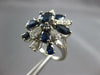 ESTATE LARGE 2.0CT DIAMOND & AAA SAPPHIRE 18KT WHITE GOLD 3D FLOWER CLUSTER RING