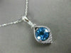 ESTATE 1.54CT DIAMOND & AAA BLUE TOPAZ 14KT WHITE GOLD MILGRAIN FILIGREE PENDANT
