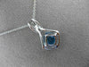 ESTATE 1.92CT DIAMOND & AAA BLUE TOPAZ 14KT WHITE GOLD SQUARE LOVE KNOT PENDANT