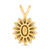 1.43CT DIAMOND & AAA EMERALD 14KT YELLOW GOLD 3D OVAL FLOWER FLOATING PENDANT