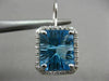 ESTATE LARGE 16.48CT DIAMOND BLUE TOPAZ 14KT GOLD HALO FILIGREE HANGING EARRINGS