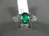 ESTATE 1.21CT DIAMOND & AAA OVAL EMERALD 14KT WHITE GOLD 3D LOVE ENGAGEMENT RING