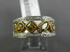 ESTATE 1.25CT MULTI COLOR DIAMOND 14KT WHITE GOLD MILGRAIN MULTI SHAPE FUN RING