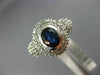 ESTATE WIDE 2.50CT DIAMOND & SAPPHIRE 14KT WHITE GOLD BEZEL HALO ENGAGEMENT RING
