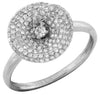 ESTATE .47CT DIAMOND 14KT WHITE GOLD 3D MULTI ROW FLOWER PAVE FUN RING