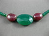 ANTIQUE LARGE GREEN ONYX & GARNET 14KT YELLOW GOLD OVAL & ROUND NECKLACE #20127