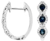 .97CT DIAMOND & AAA SAPPHIRE 14KT WHITE GOLD 3 STONE HALO HOOP HANGING EARRINGS
