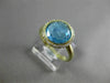 ESTATE 3.90CT ROUND DIAMOND & AAA BLUE TOPAZ 18KT YELLOW GOLD 3D ROUND HALO RING